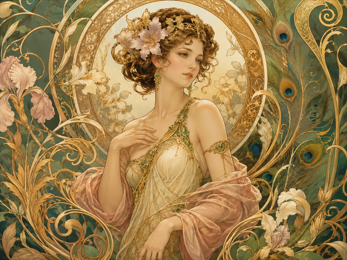 Elegant golden vines and decorative curves inspired by ornamental art design