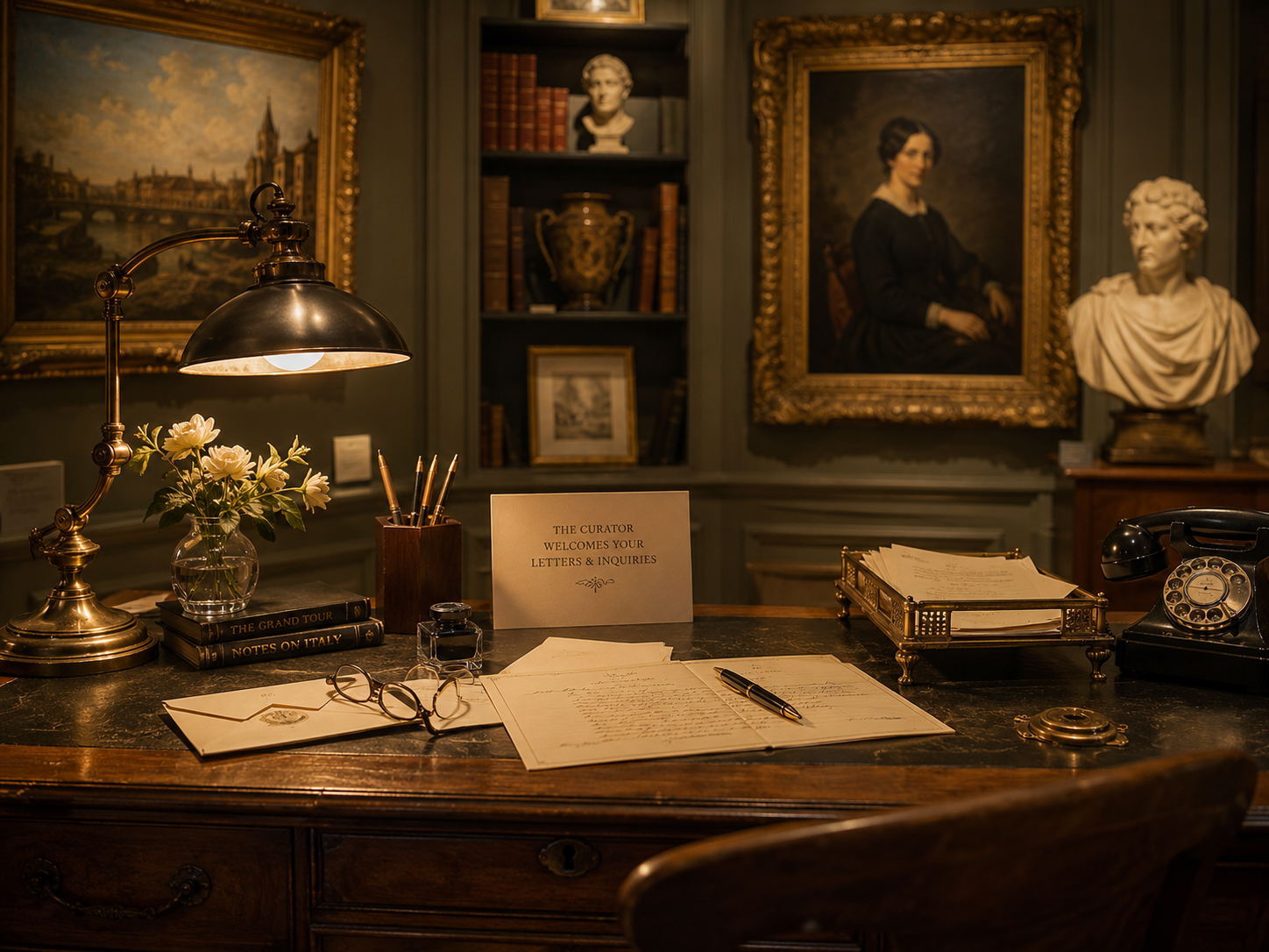 Curator desk contact scene for FineArtDaily