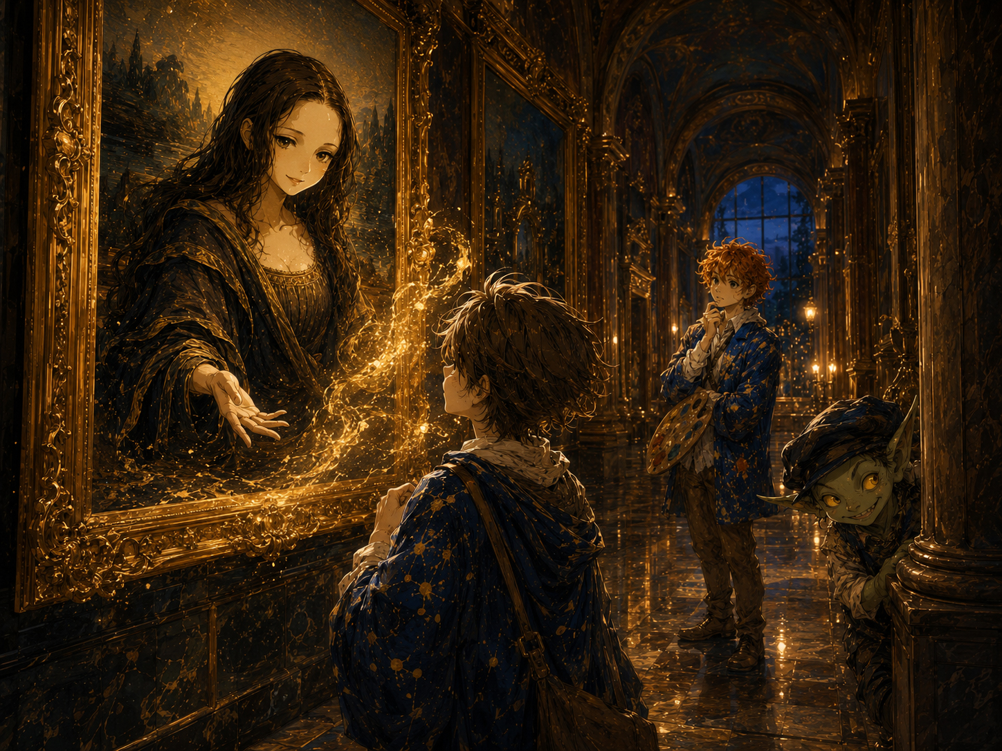 A painting coming alive in a dramatic museum gallery for FineArtDaily episode one