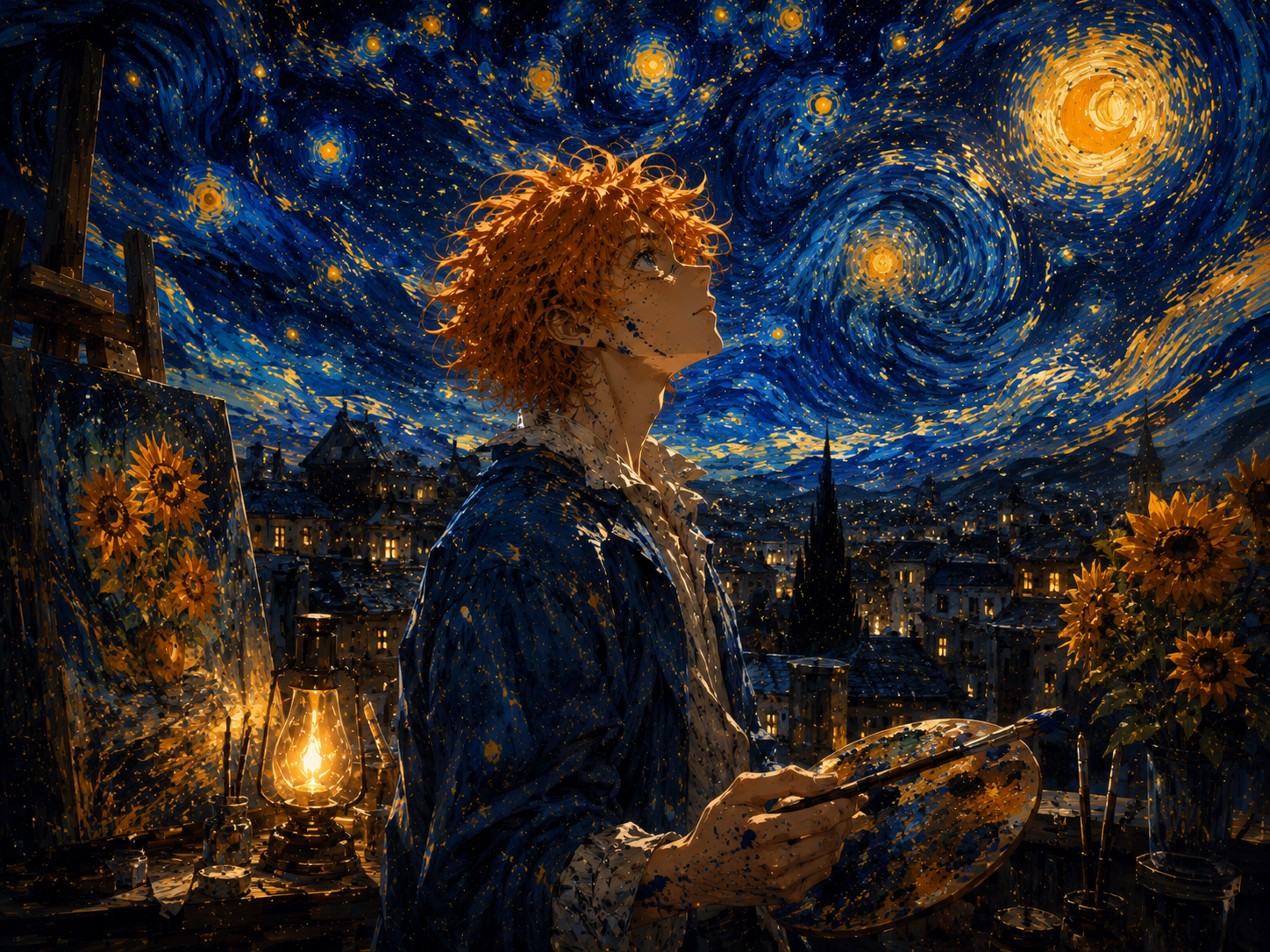 Episode 3 image with Van Gogh Boy seeing stars in the studio