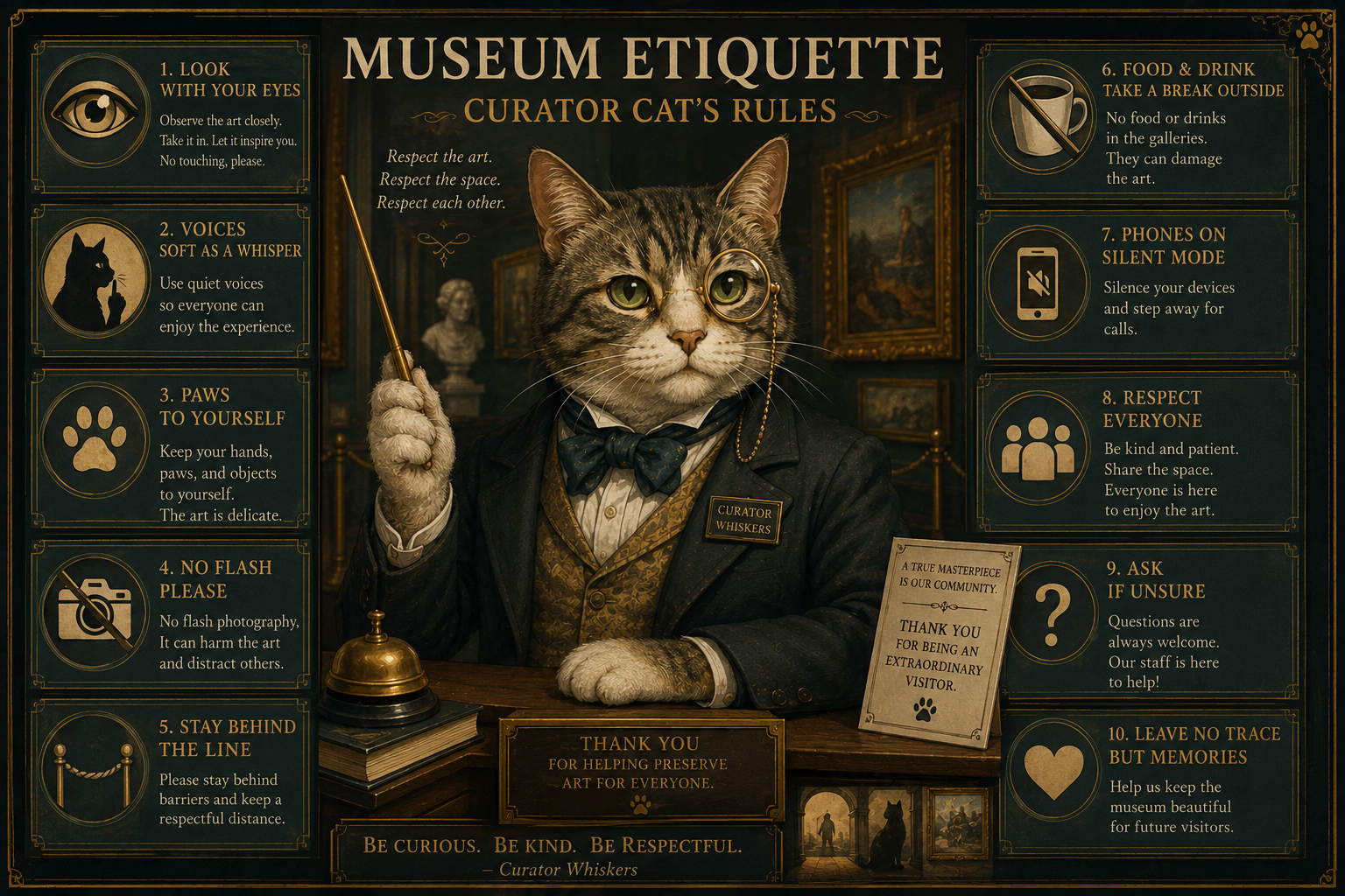 Curator Cat museum etiquette rules